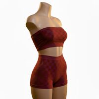 ست لباس زیر زنانه دو تکه با طرح چهارخانه